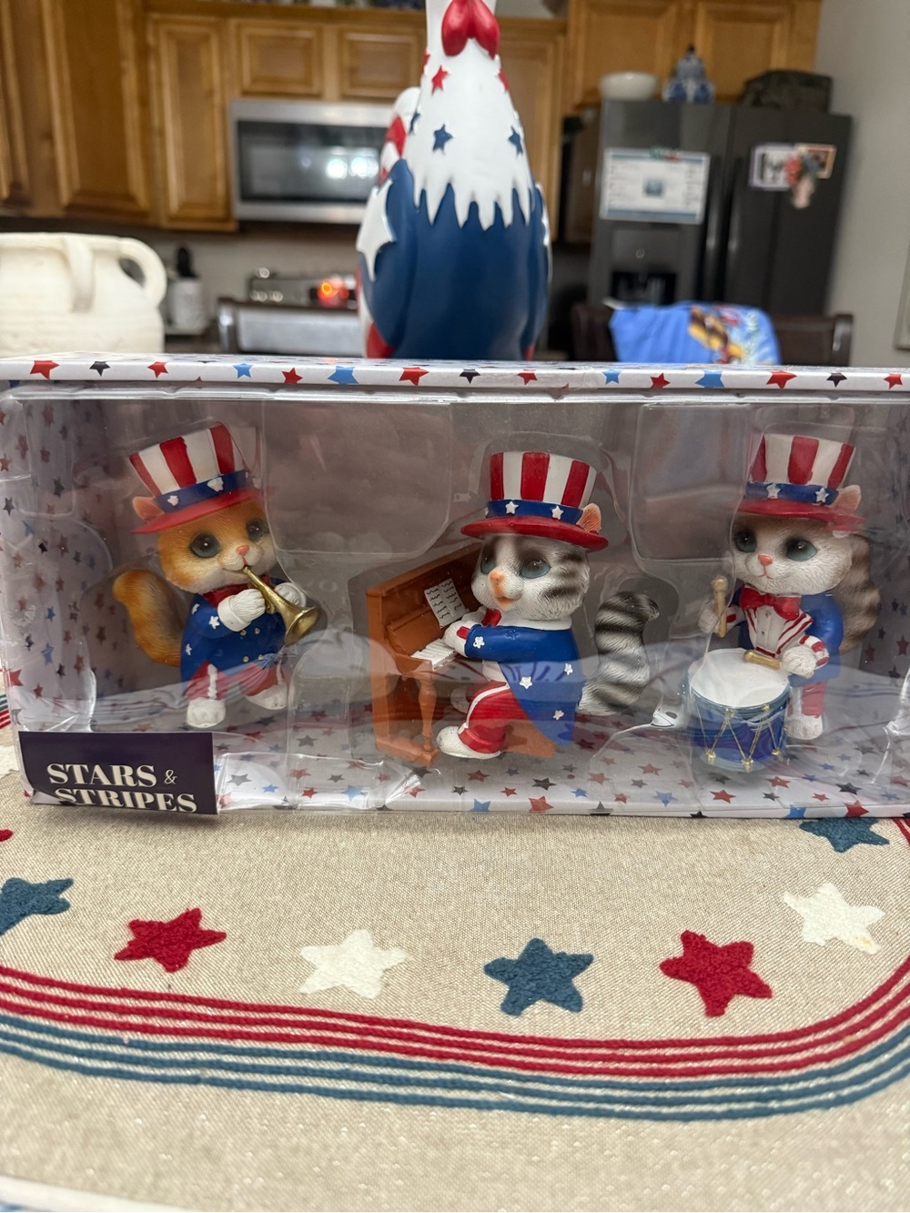 Patriotic Animal Musician Figurine Set - Red, White & Blue